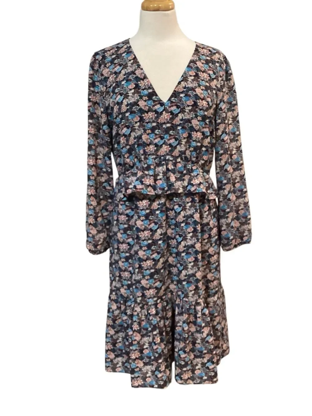 J. Crew Paisley Floral Ruffle Hem Dress sz 10 H3175